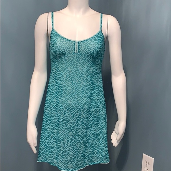 ON GOSSAMER Sheer Mesh Aqua Babydoll Nightgown MD - Picture 1 of 5